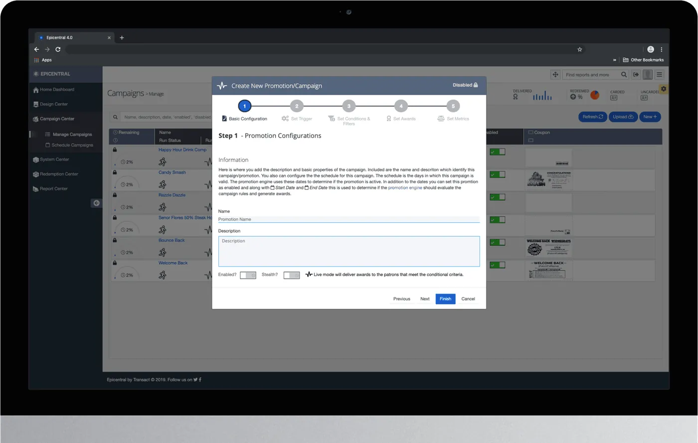 Epicentral Campaign Center interface