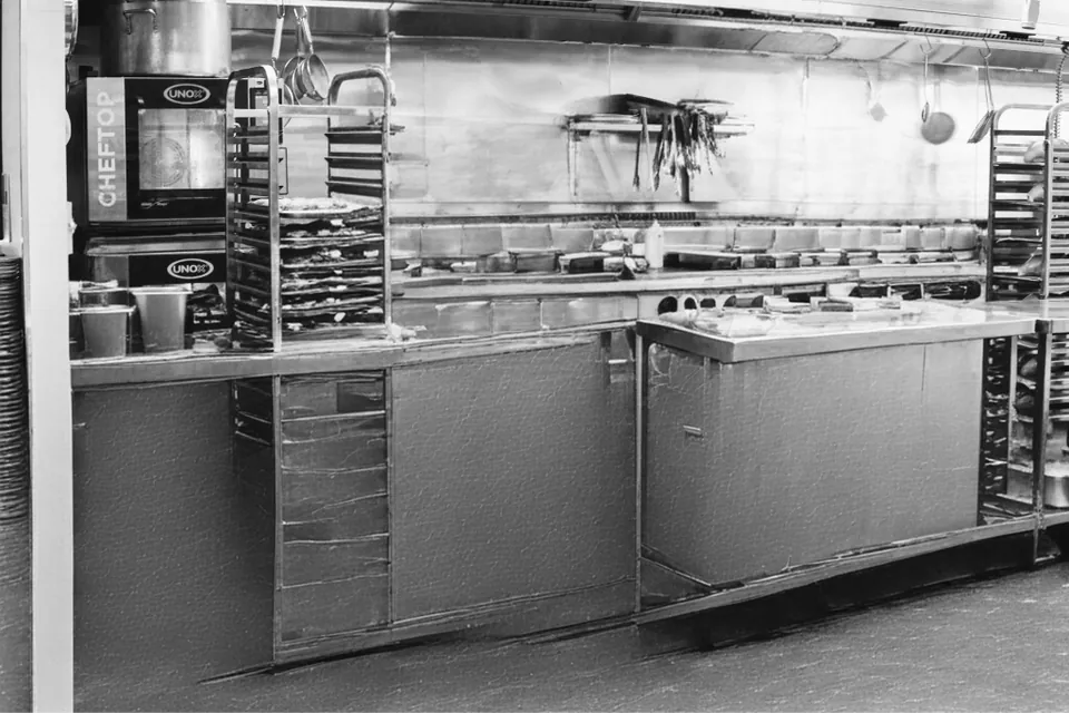 Kitchen team preparing food together