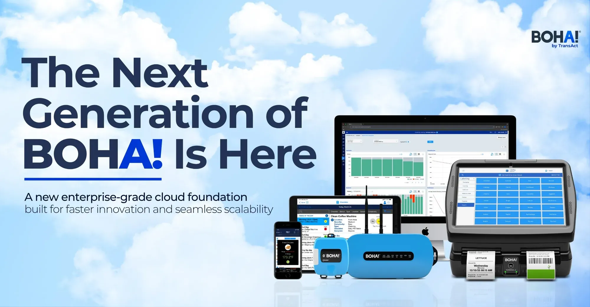 BOHA! by TransAct feature image showing the next-generation BOHA! platform across connected devices on a cloud background.